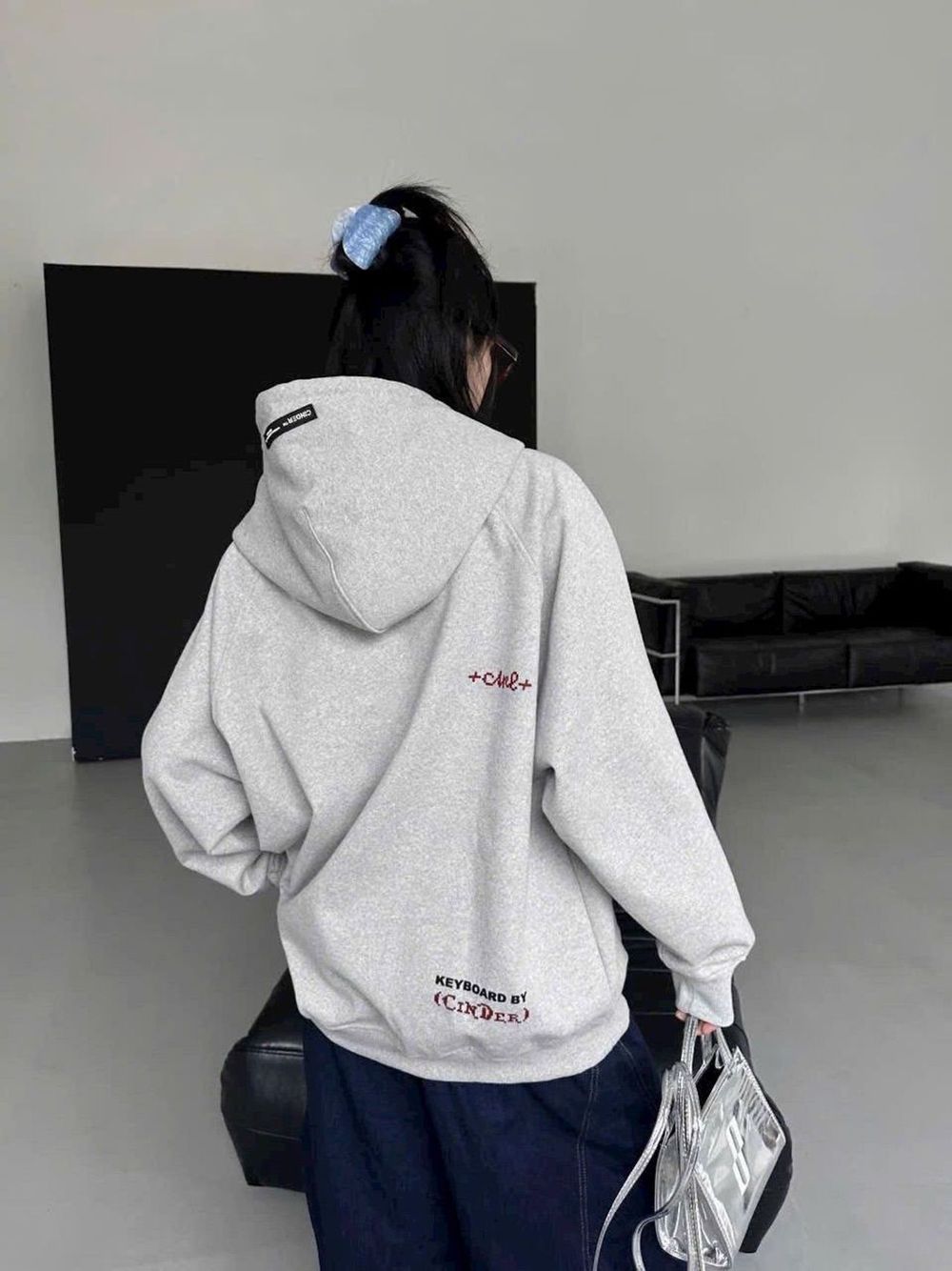 Áo khoác hoodie zip form boxy 2 túi vuông in Keyboard