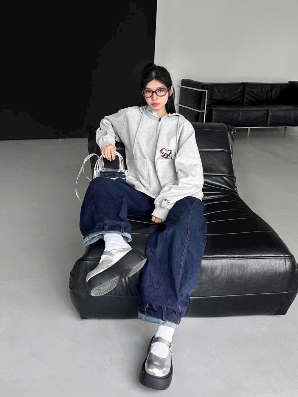 Áo khoác hoodie zip form boxy 2 túi vuông in Keyboard