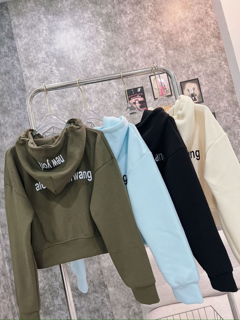 Áo khoác dáng lửng in WANG chất nỉ PC dày mịn freesize dưới 55kg