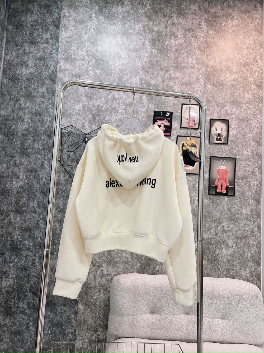 Áo khoác dáng lửng in WANG chất nỉ PC dày mịn freesize dưới 55kg