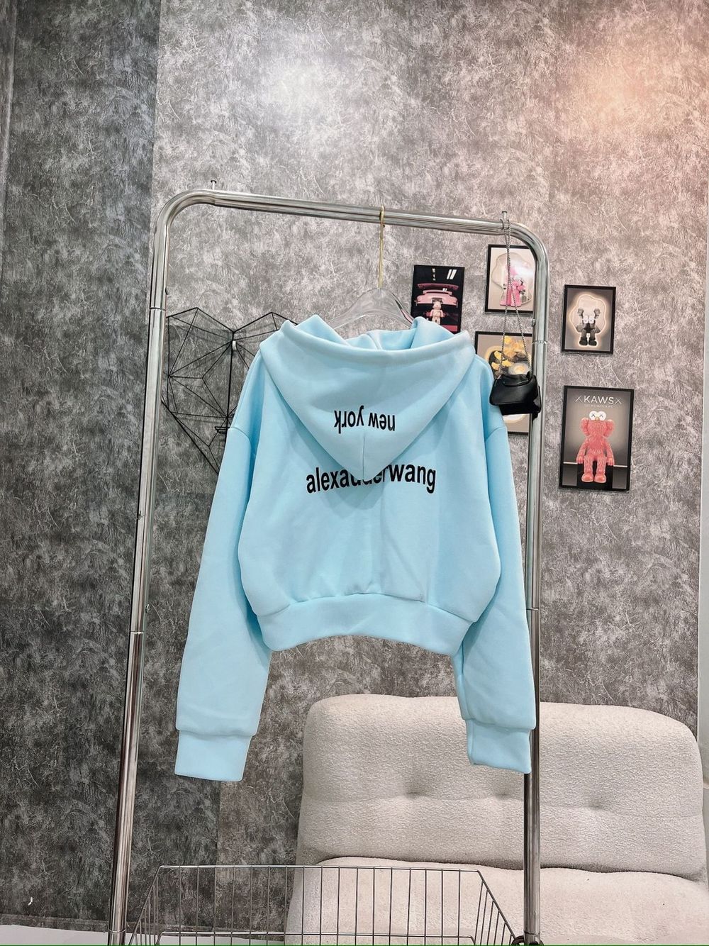 Áo khoác dáng lửng in WANG chất nỉ PC dày mịn freesize dưới 55kg