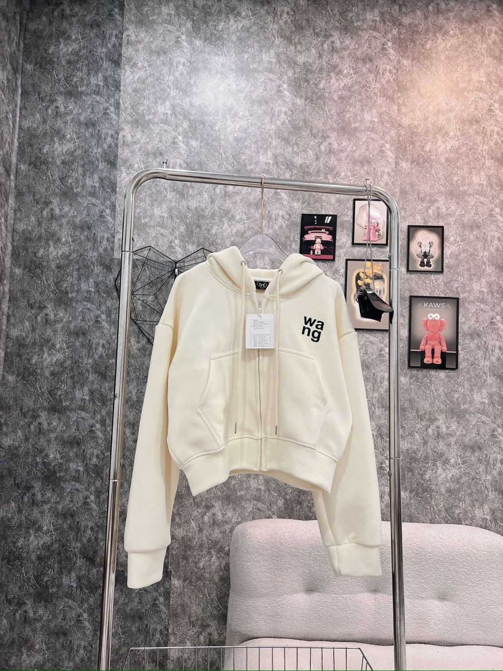 Áo khoác dáng lửng in WANG chất nỉ PC dày mịn freesize dưới 55kg