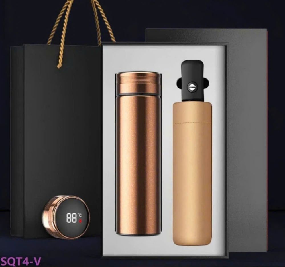 Set quà tặng cao cấp (bình giữ nhiệt 500ml hiện nhiệt độ + ô chống thấm)