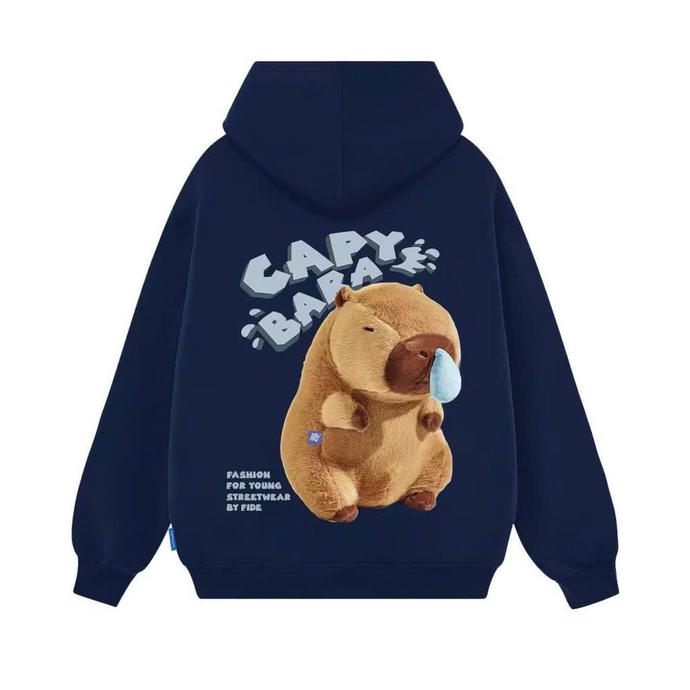 Áo khoác + Áo Hoodie in CaPyBaRa hình in xịn, bền chắc chất nỉ bông dày mịn