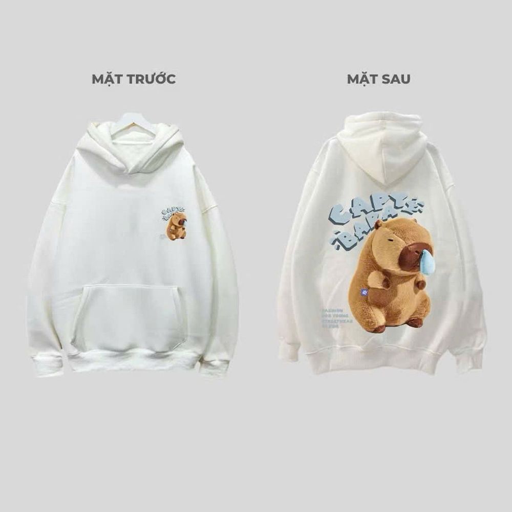 Áo khoác + Áo Hoodie in CaPyBaRa hình in xịn, bền chắc chất nỉ bông dày mịn