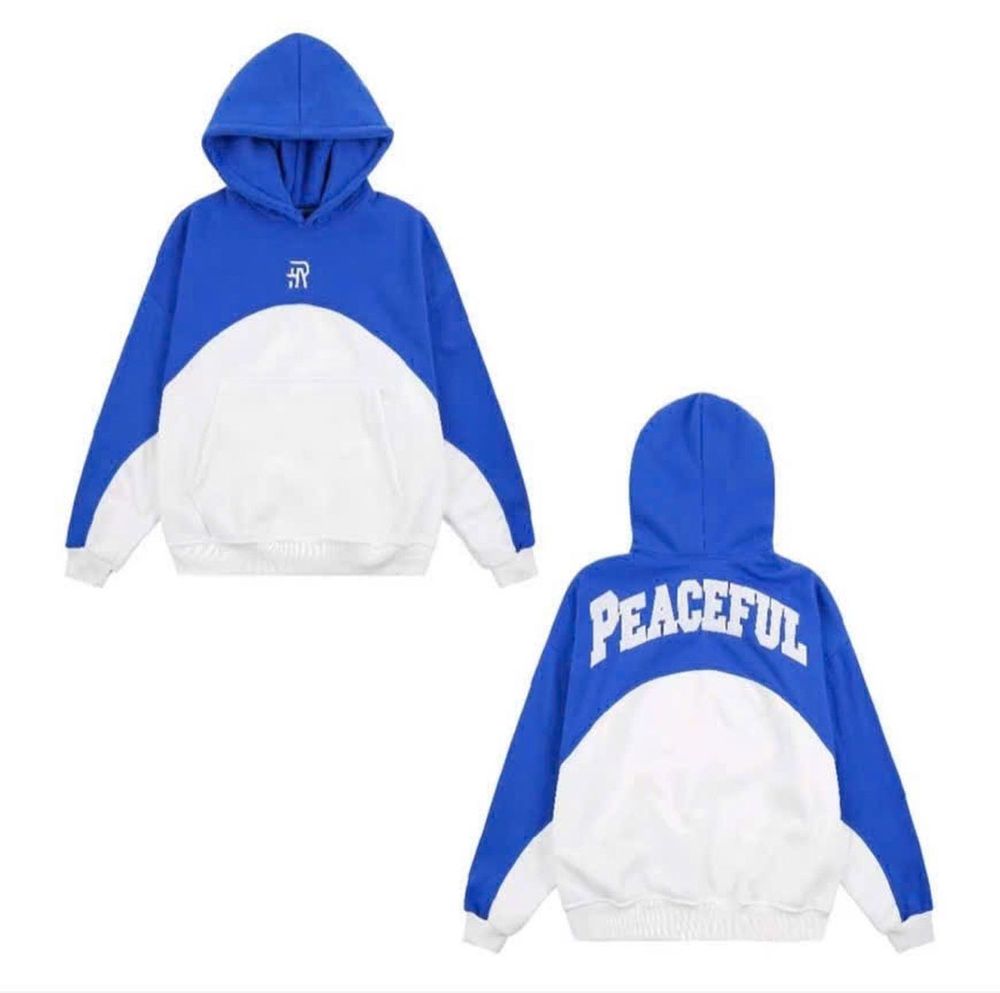 Áo hoodie thêu chữ PEACEFUL nỉ pe dày mềm mịn, form rộng