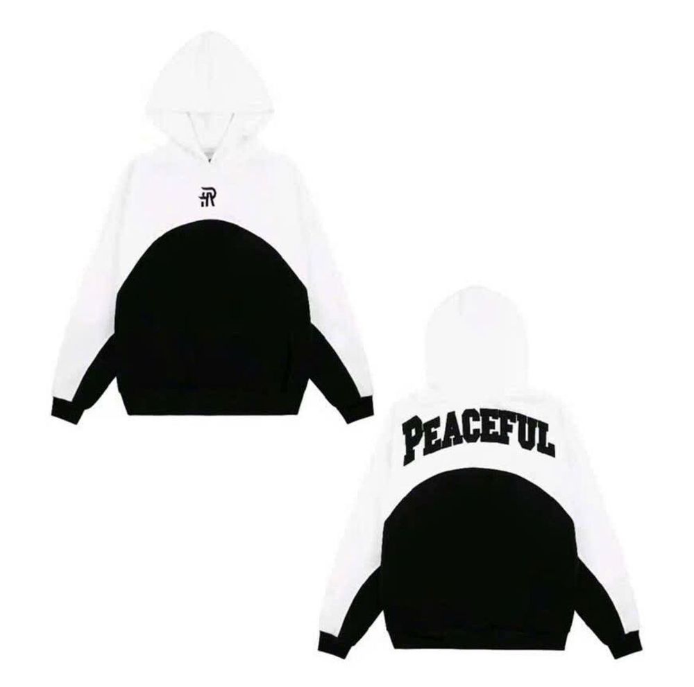 Áo hoodie thêu chữ PEACEFUL nỉ pe dày mềm mịn, form rộng
