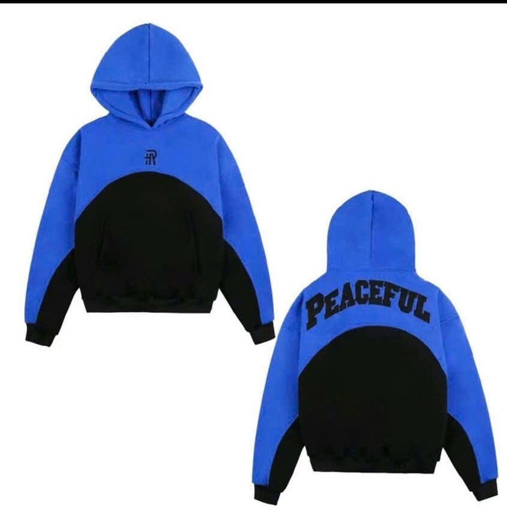 Áo hoodie thêu chữ PEACEFUL nỉ pe dày mềm mịn, form rộng