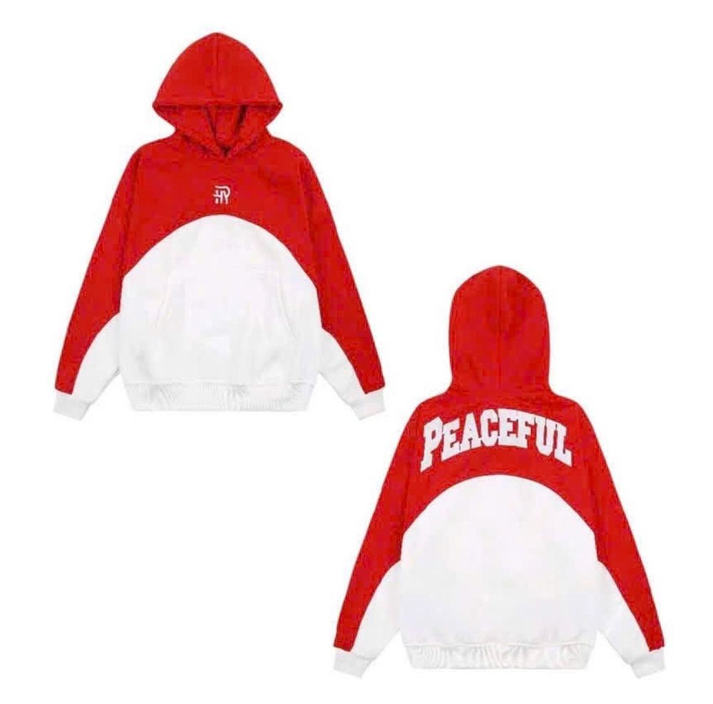 Áo hoodie thêu chữ PEACEFUL nỉ pe dày mềm mịn, form rộng