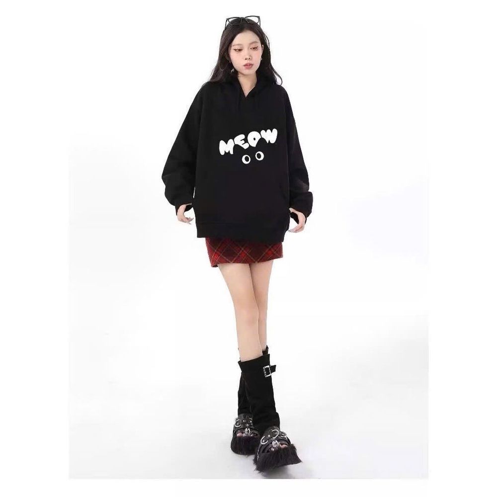 Áo khoác + Áo Hoodie in MEOW mèo hình in đẹp , mịn,mềm,bo dệt.