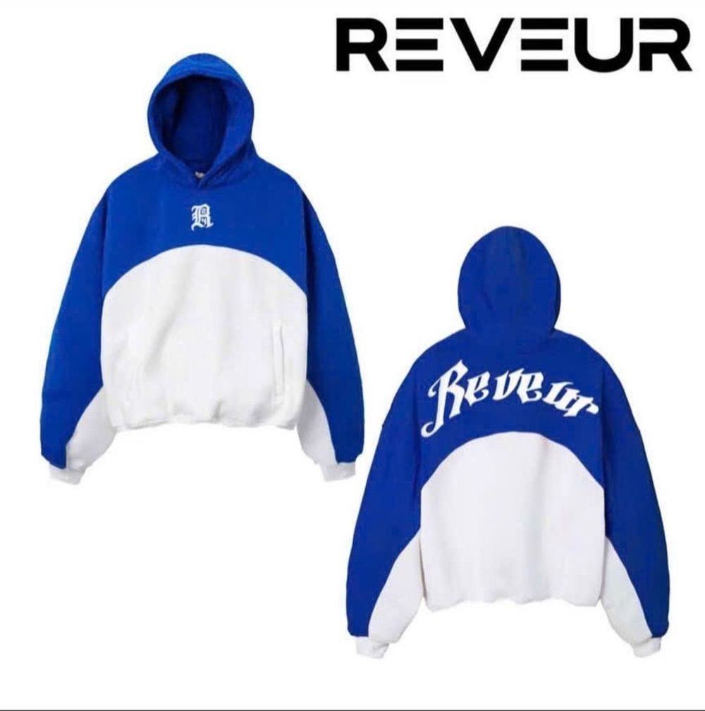 Áo hoodie phối 2 màu thêu R. E.VEUR chất nỉ pe dày mền mịn, nón 2 lớp form rộng