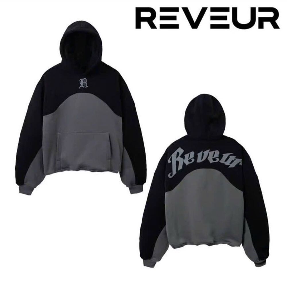 Áo hoodie phối 2 màu thêu R. E.VEUR chất nỉ pe dày mền mịn, nón 2 lớp form rộng