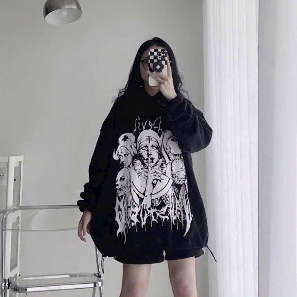 Áo khoác in Devil 3 mặt quỷ chất nỉ mịn mát freesize dưới 70kg