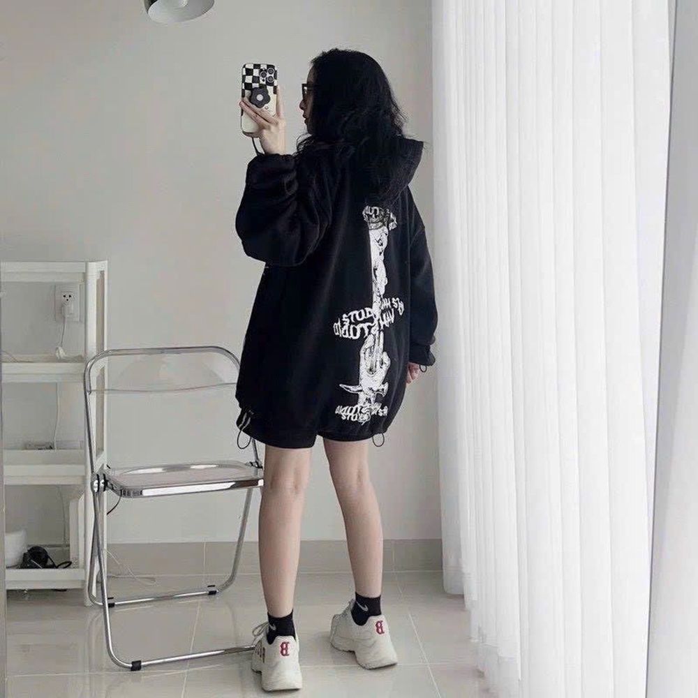 Áo khoác in Devil 3 mặt quỷ chất nỉ mịn mát freesize dưới 70kg