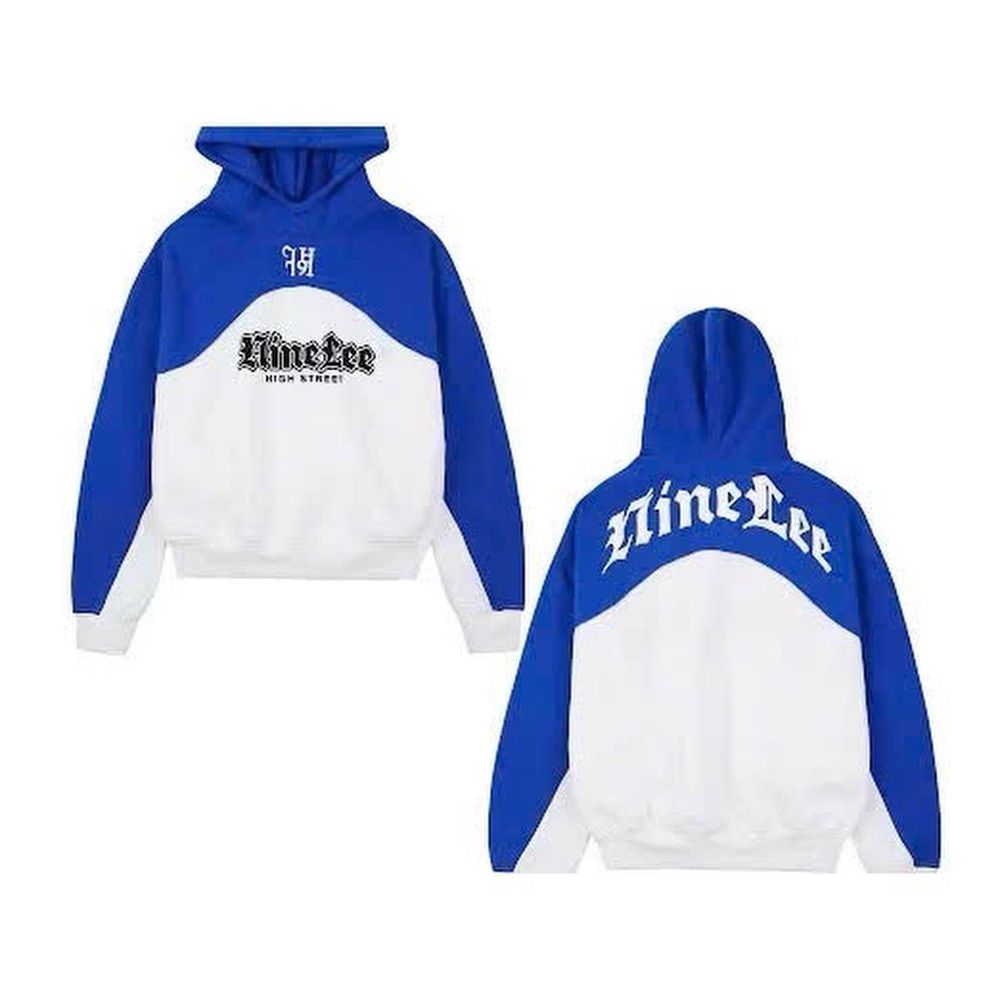 Áo hoodie in LTINE LEE phối 2 màu phong cách chất thun nỉ dày mền mịn form rộng