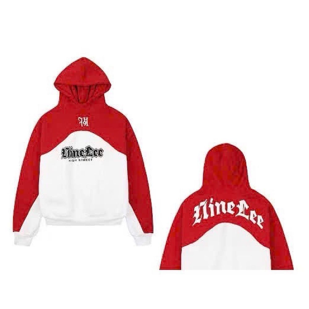 Áo hoodie in LTINE LEE phối 2 màu phong cách chất thun nỉ dày mền mịn form rộng
