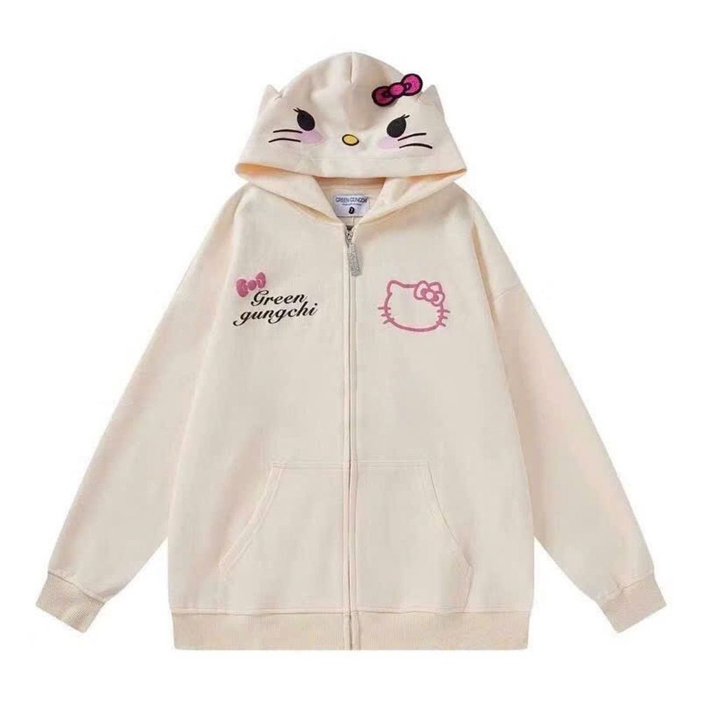 áo khoác in 2 kitty nón và thân , chất nỉ dày mịn