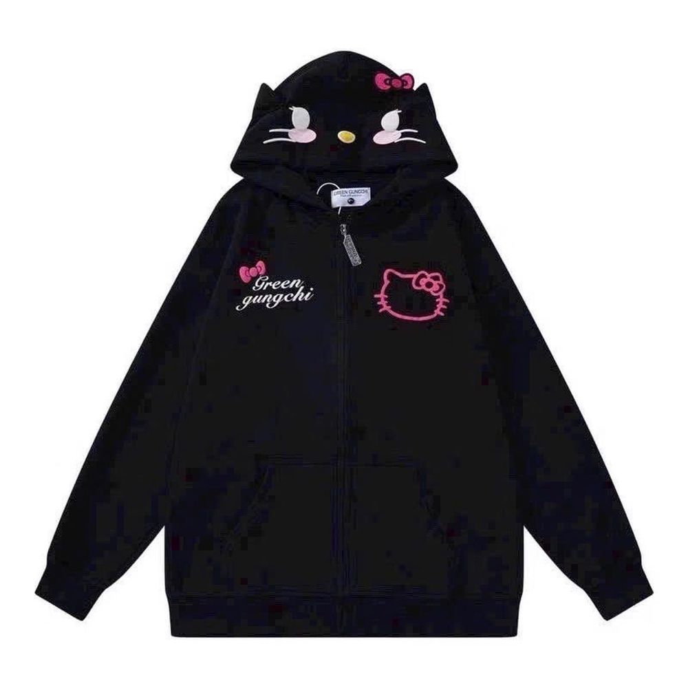 áo khoác in 2 kitty nón và thân , chất nỉ dày mịn