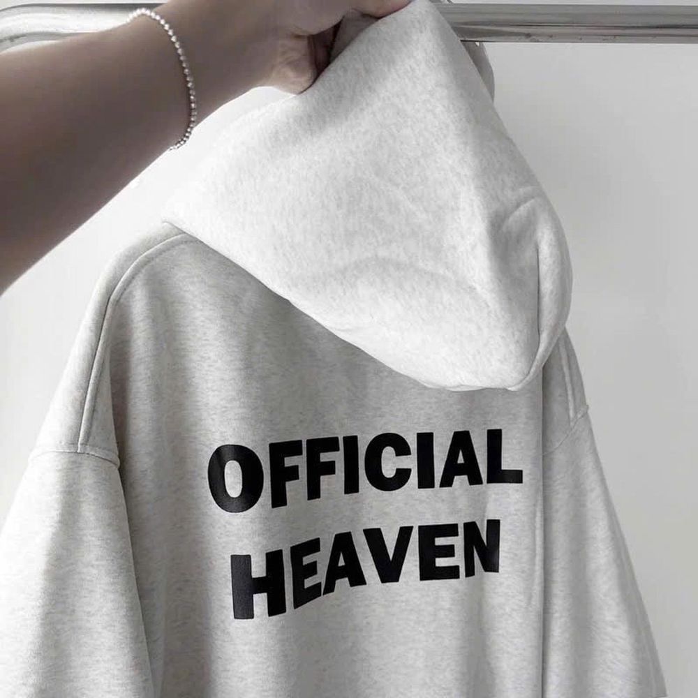 Áo khoác in chữ OFFICIAL HEAVEN nút bấm nón Chất nỉ dày mịn freesize dưới 70kg