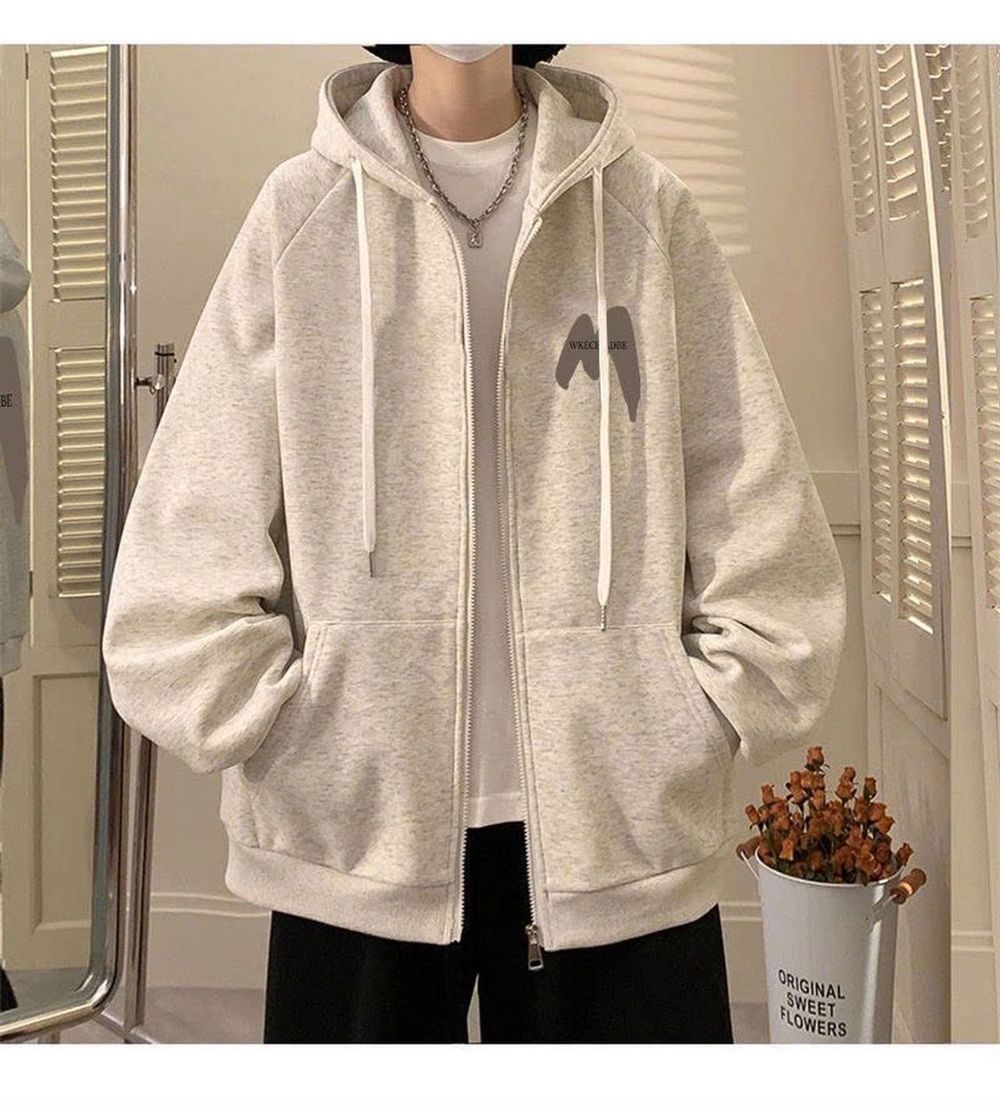 Áo khoác in chữ M WKECESLDBE chất nỉ bông dày mịn unisex nam nữ