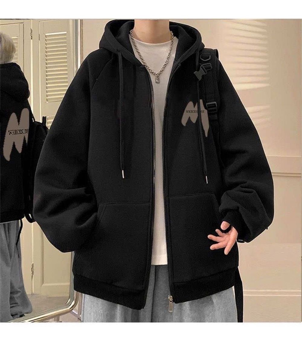 Áo khoác in chữ M WKECESLDBE chất nỉ bông dày mịn unisex nam nữ