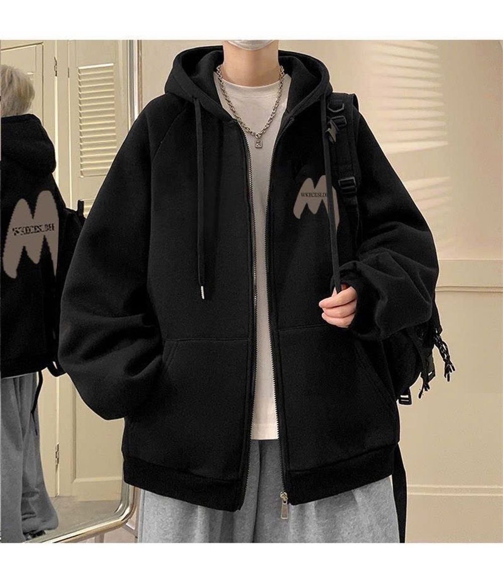 Áo khoác in chữ M WKECESLDBE chất nỉ bông dày mịn unisex nam nữ