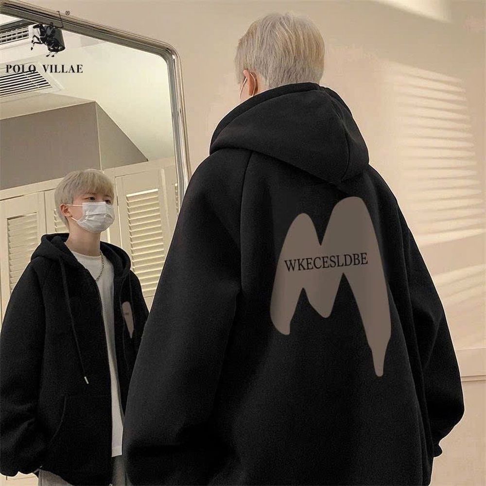 Áo khoác in chữ M WKECESLDBE chất nỉ bông dày mịn unisex nam nữ