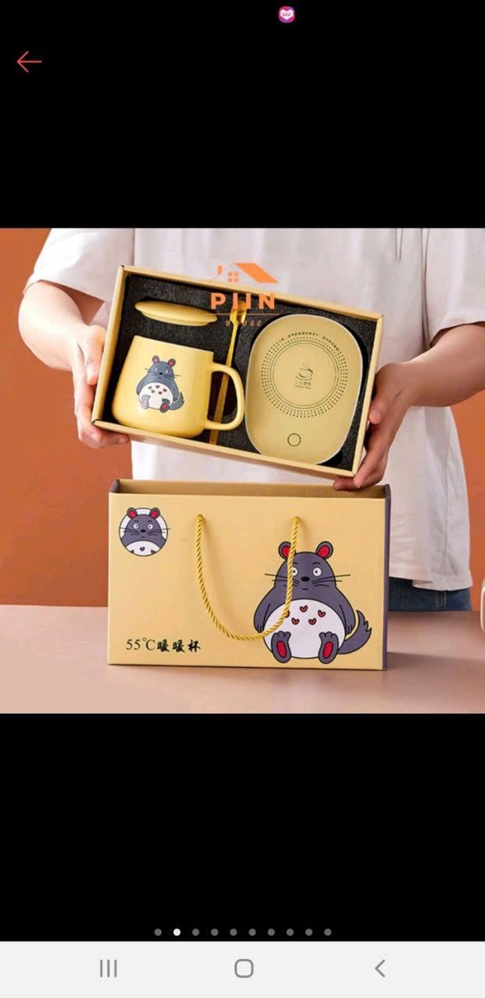 Set Cốc ly sứ Totoro Cute kèm bếp, hộp quà, THE TOYLAB dùng làm quà tặng bạn bè, uống nước, trà