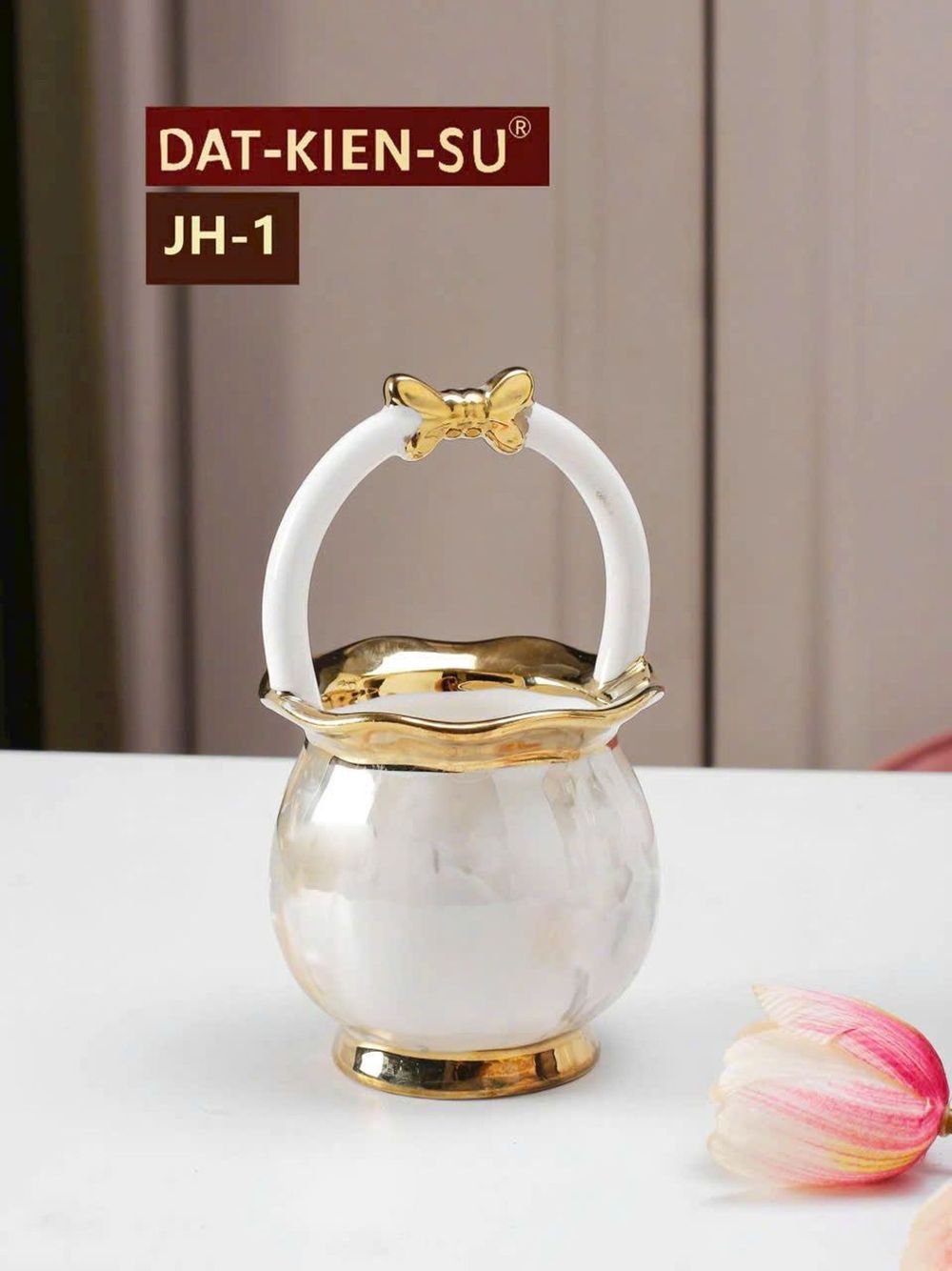 Hũ gia vị Lọ đựng gia vị có thìa Bộ hũ gia vị nhà bếp có tay cầm viền vàng gốm sứ cao cấp ( THÙNG 90 BỘ )