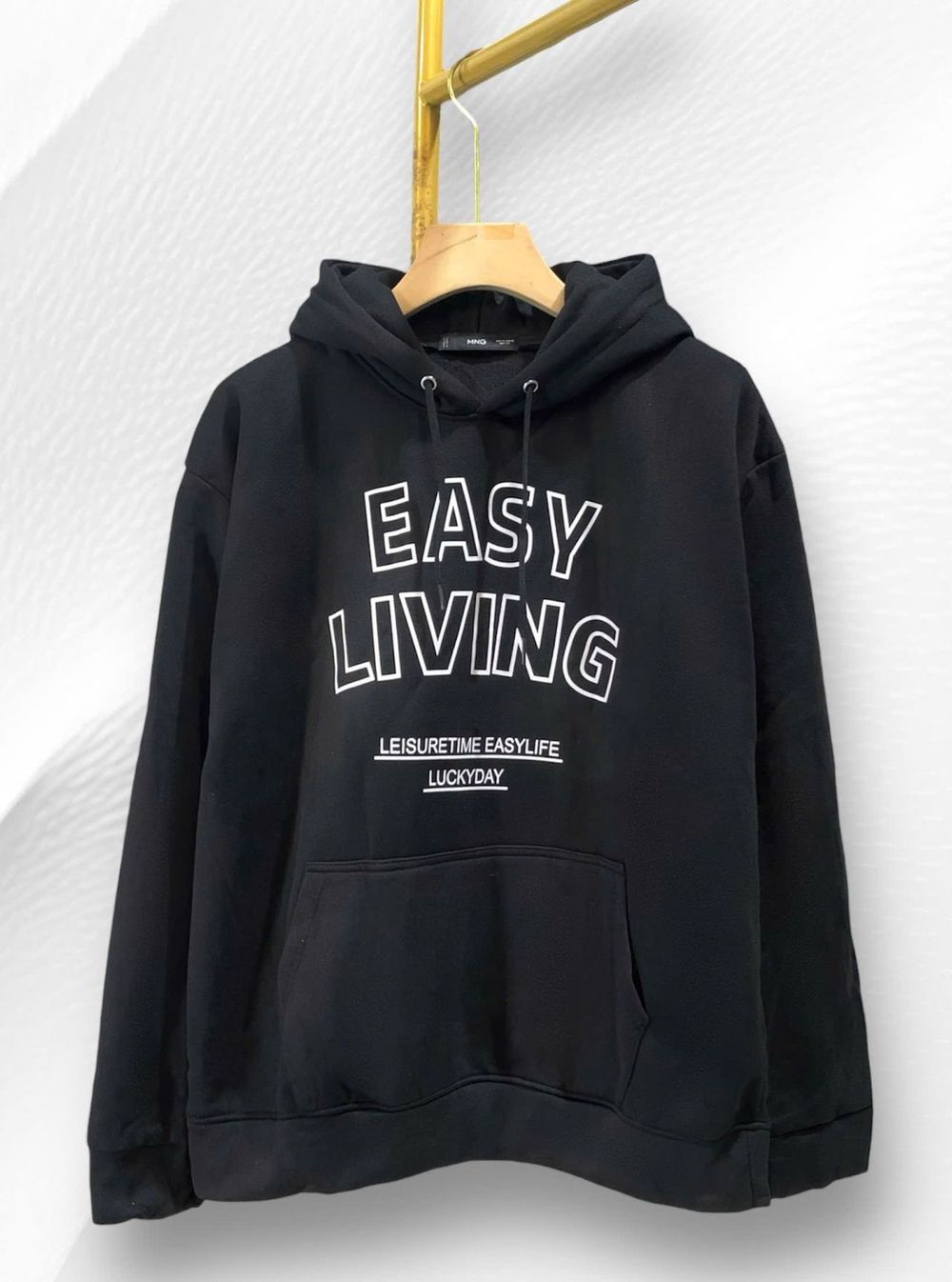 Áo hoodie nỉ ngoại in EASY LIVING form rộng freesize dưới 90kg