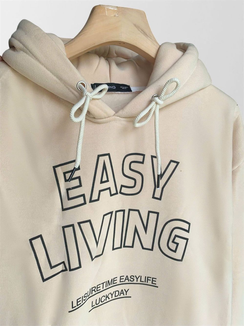 Áo hoodie nỉ ngoại in EASY LIVING form rộng freesize dưới 90kg