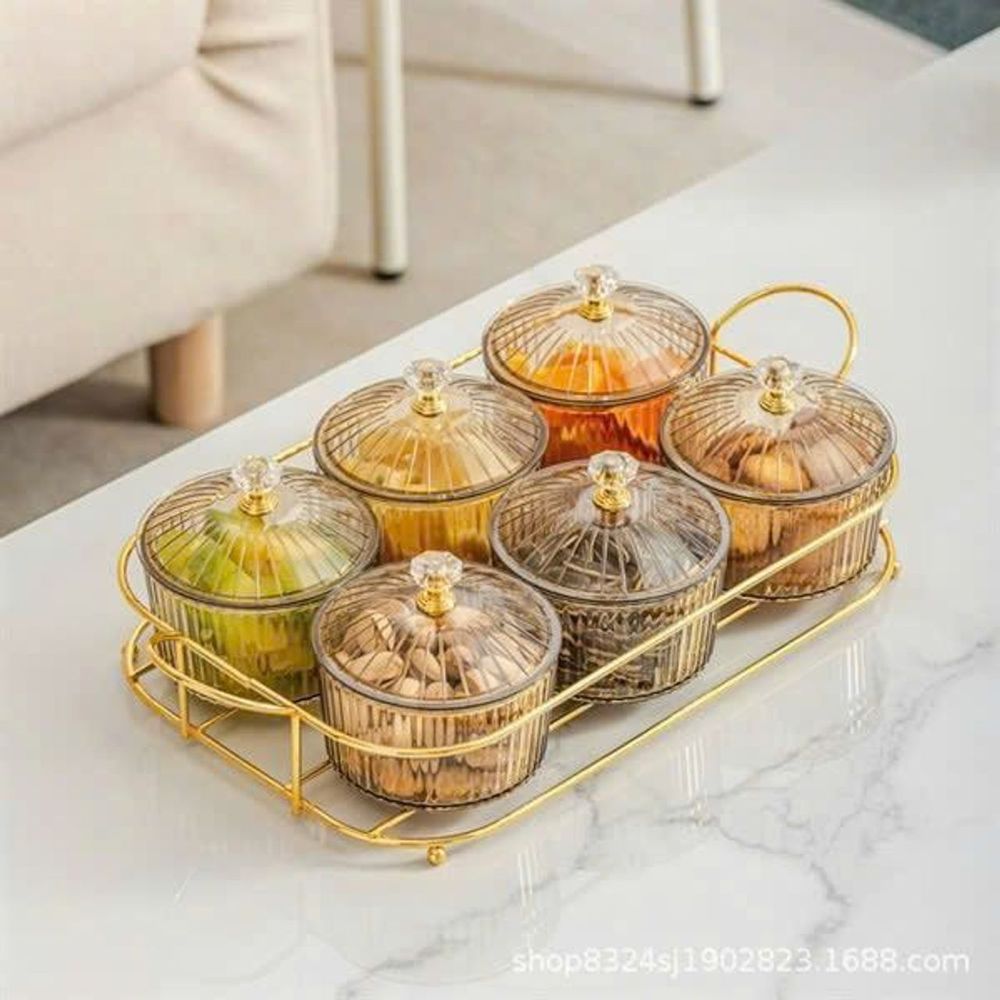 Khay đựng bánh mứt kẹo nhựa cao cấp, đựng hoa quả mứt tết 6 ngăn có nắp đậy ( THÙNG 20 BỘ )