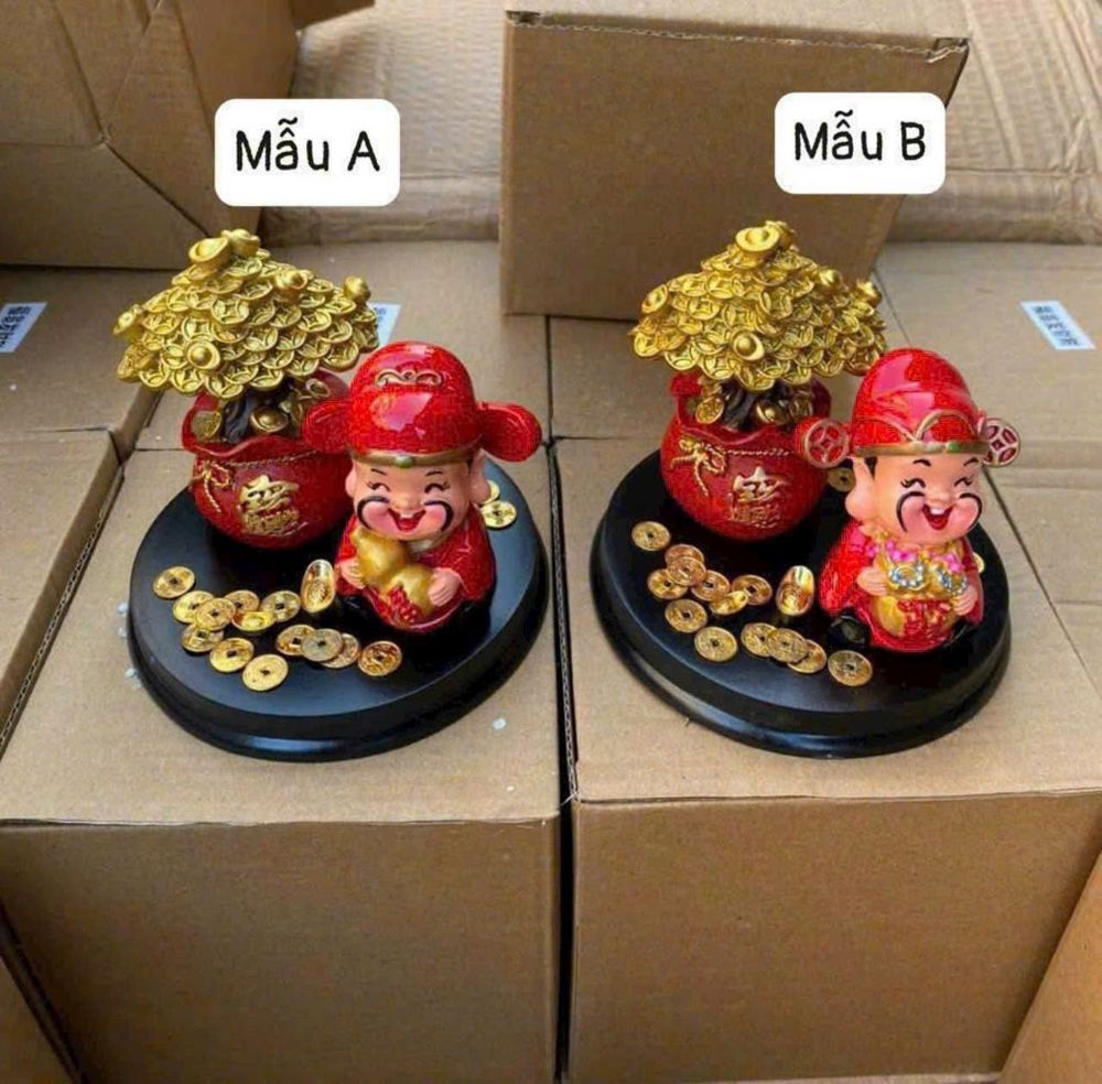 Mô Hình Ông Thần Tài , Hũ Vàng Mini Trang Trí Tết ( THÙNG 48 C )