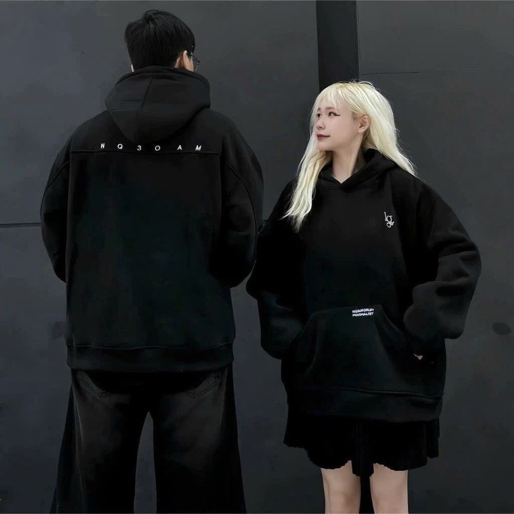 Áo hoodie form rộng UNISEX thêu chữ NQ30 chất nỉ bông dày mịn freesize