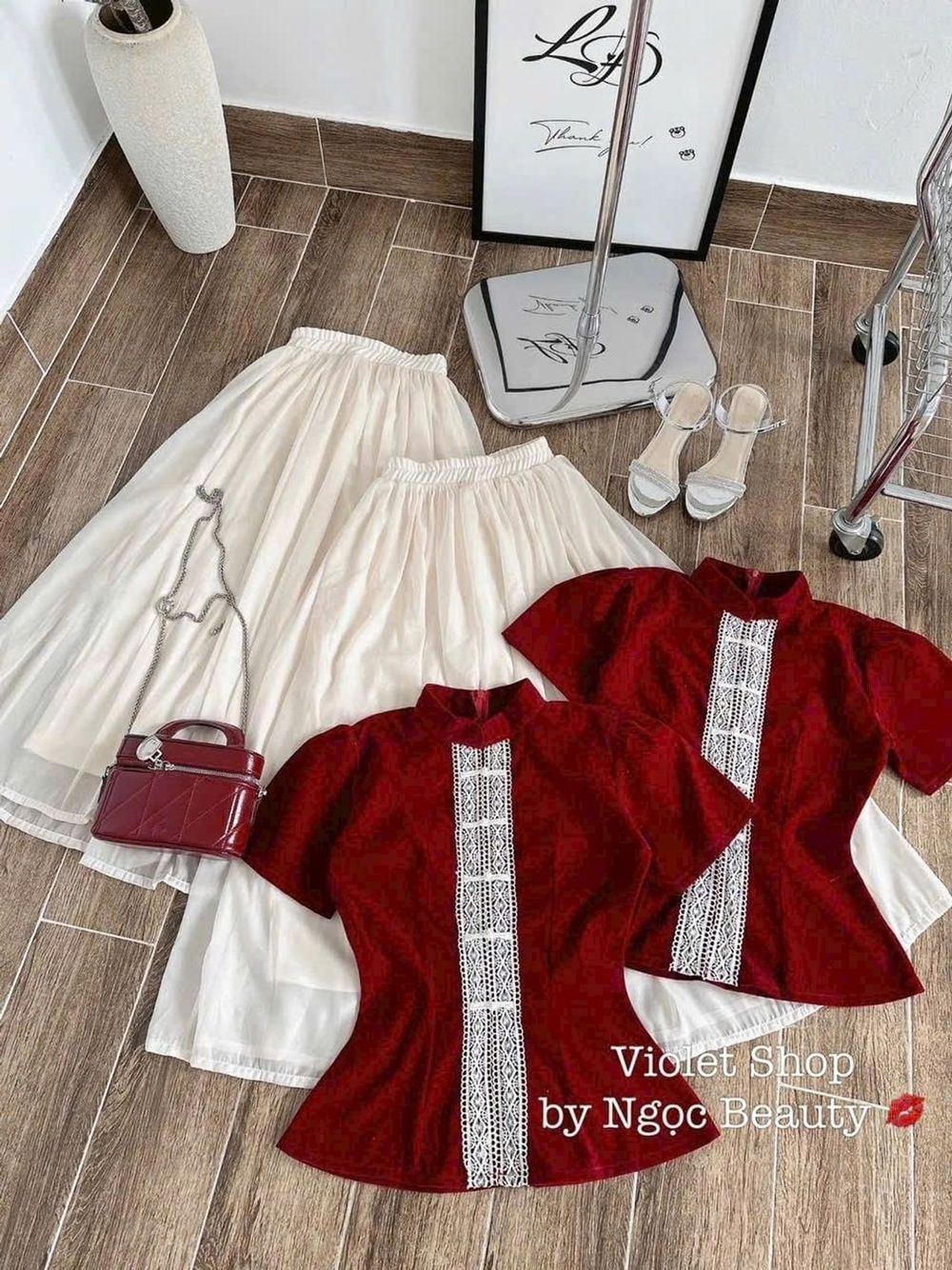 Sét đồ tết ,áo nhung váy tơ 2 lớp..