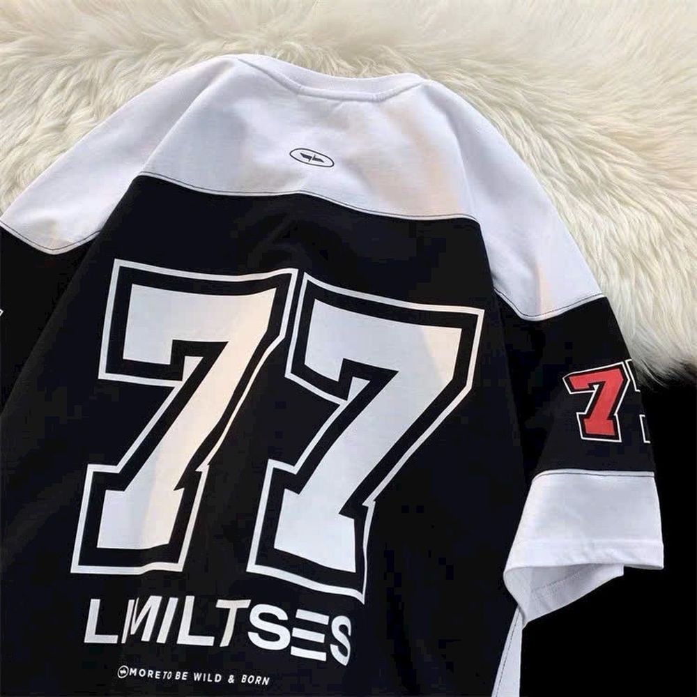 Áo thun in số 77 chất thun mè thái from rộng unisex ….