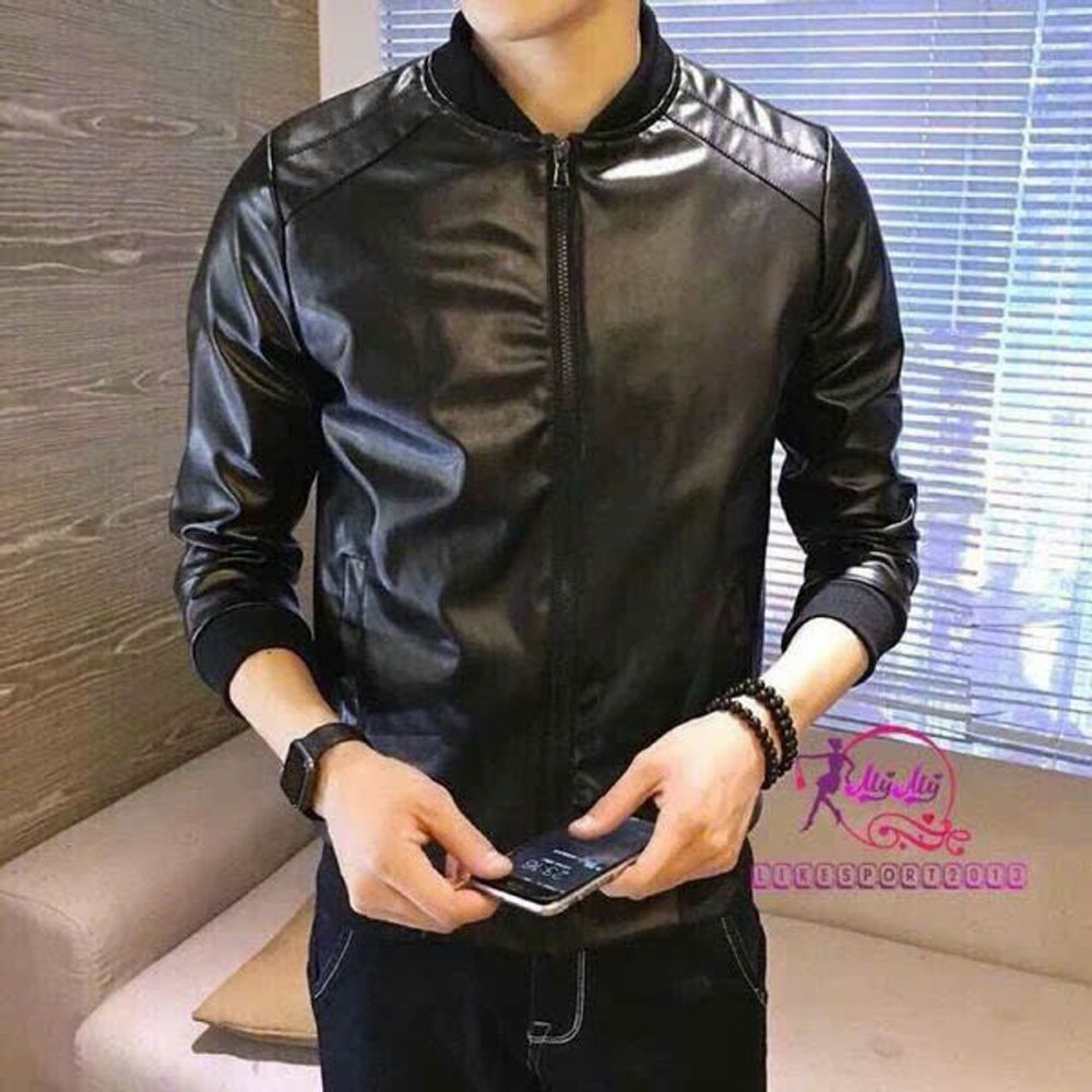 Áo khoác trang nam thu đông chất liệu da simili