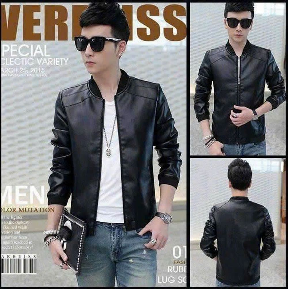 Áo khoác trang nam thu đông chất liệu da simili