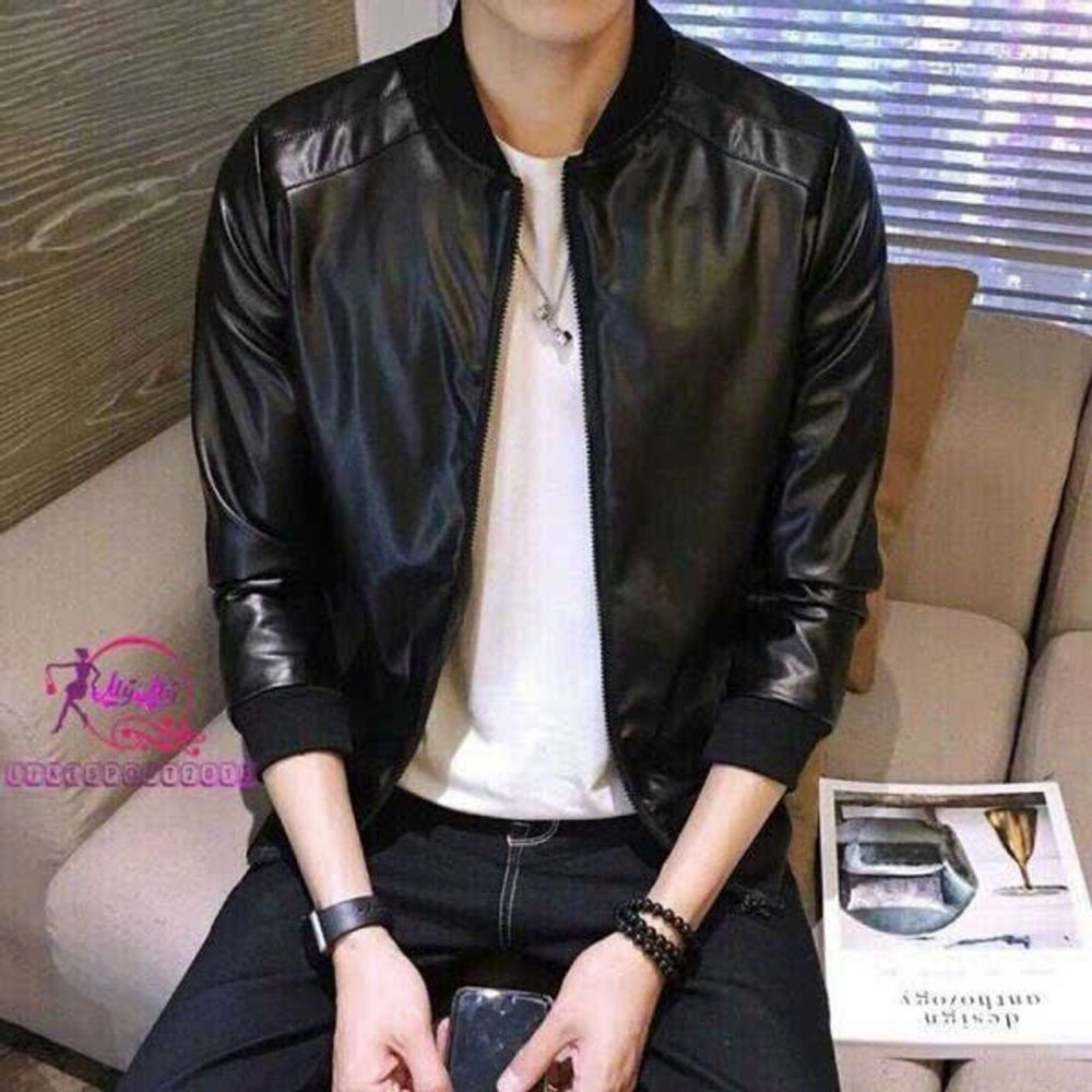 Áo khoác trang nam thu đông chất liệu da simili