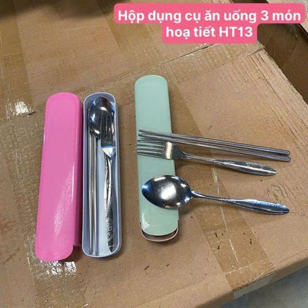 Bộ đũa muỗng nĩa inox kèm hộp đựng siêu tiện dụng