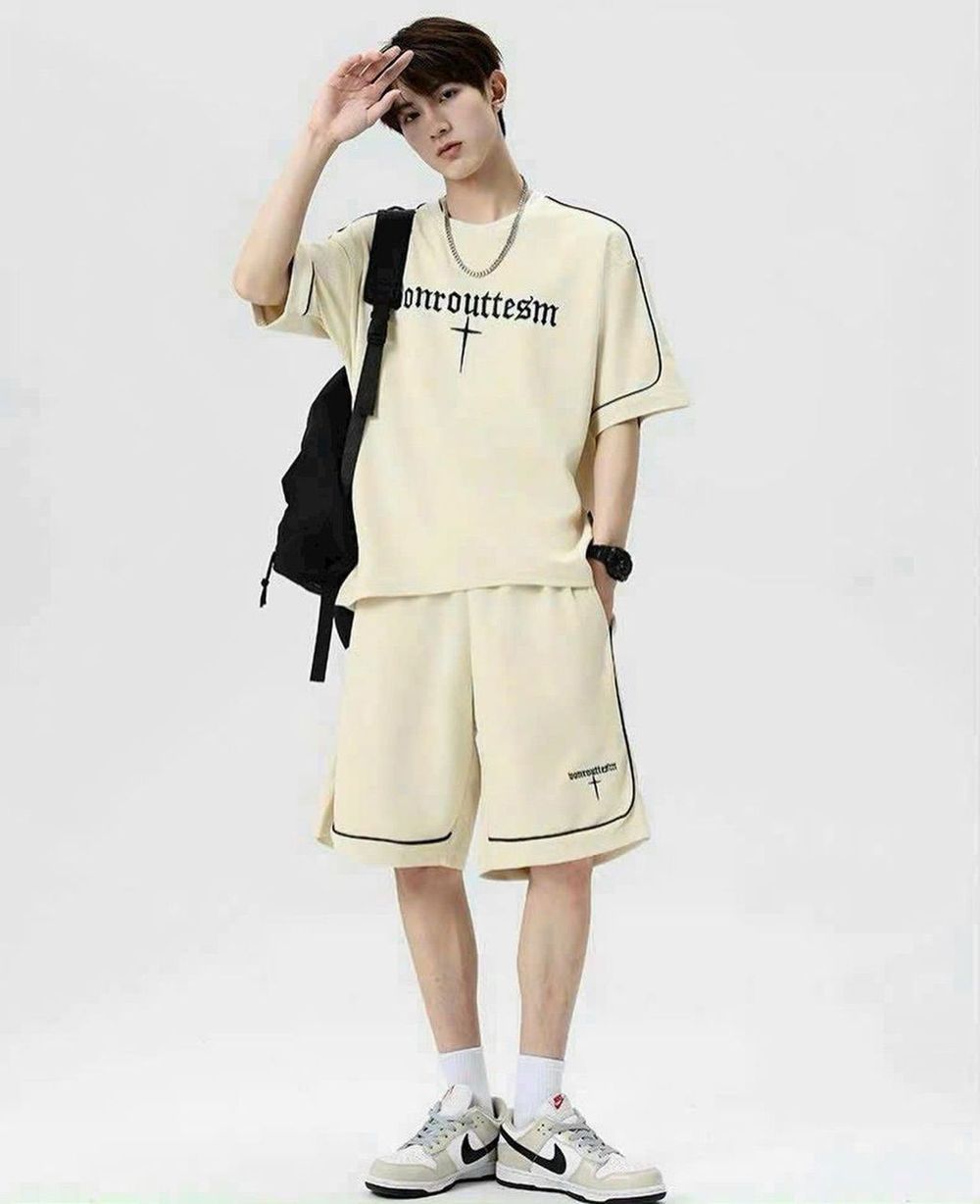 bộ đồ mặc nhà BONROU chất liệu thun XỐP mát lạnh co giãn, phong cách thể thao-đồ bộ BONROU mẫu in chữ hiện đại