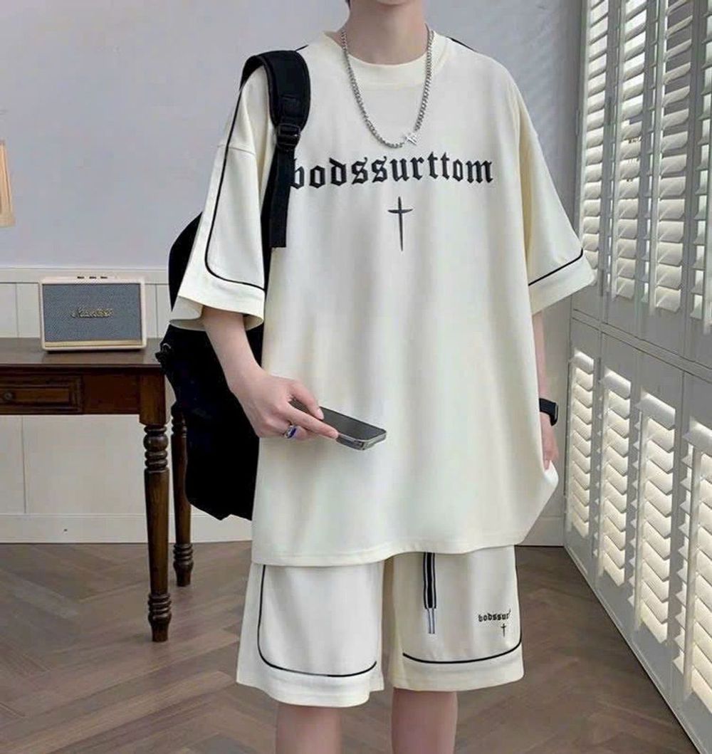 bộ đồ mặc nhà BONROU chất liệu thun XỐP mát lạnh co giãn, phong cách thể thao-đồ bộ BONROU mẫu in chữ hiện đại