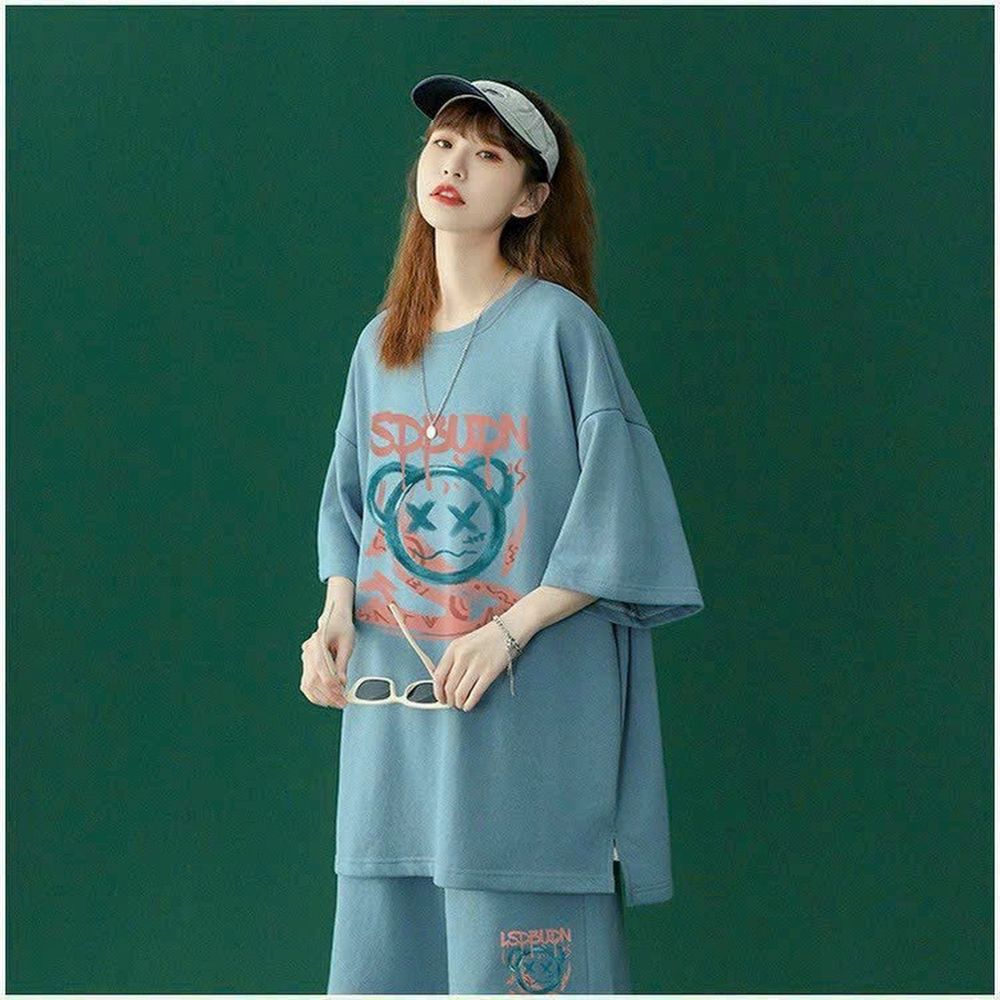 ￼Set bộ đồ Thun Nam Thể Thao Mùa Hè in mặt Gấu Kiểu Dáng Năng Động Hàn Quốc