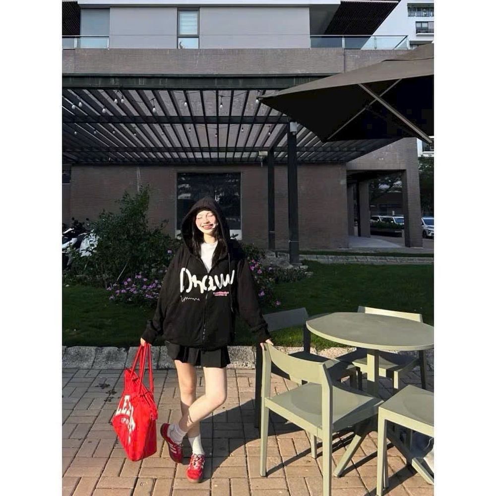 ￼Áo Hoodie nỉ bông form Unisex cho nam nữ in chữ Draw My Life cực nét, áo hoodie zip khóa