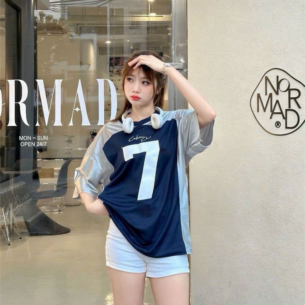 Áo thun bóng đá số 7 EMBROIDER SEVEN Cotton 100% - Áo phông giá rẻ thể thao form unisex mặc siêu đẹp siêu mát