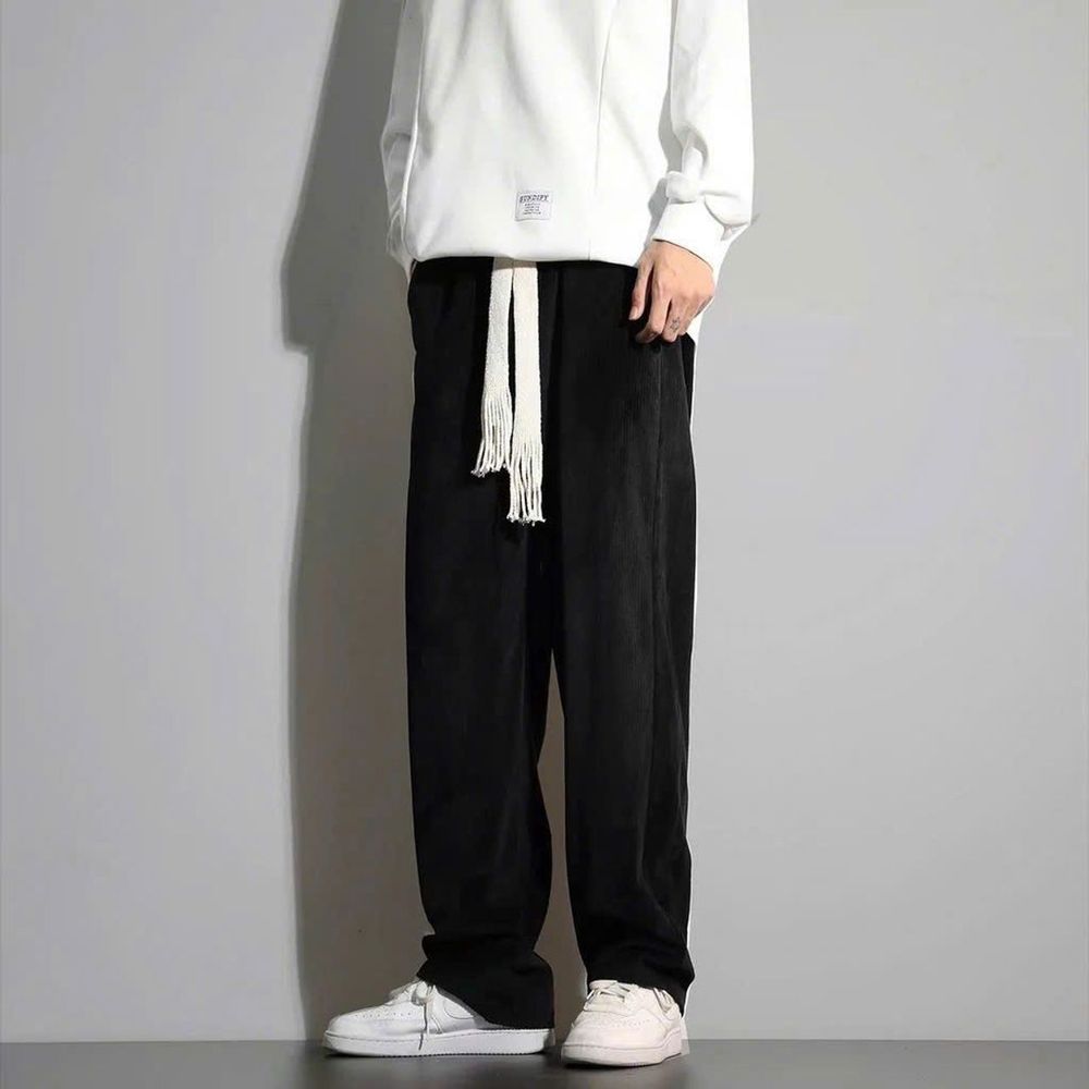 Quần nhung ống rộng có túi sau thời trang phong cách