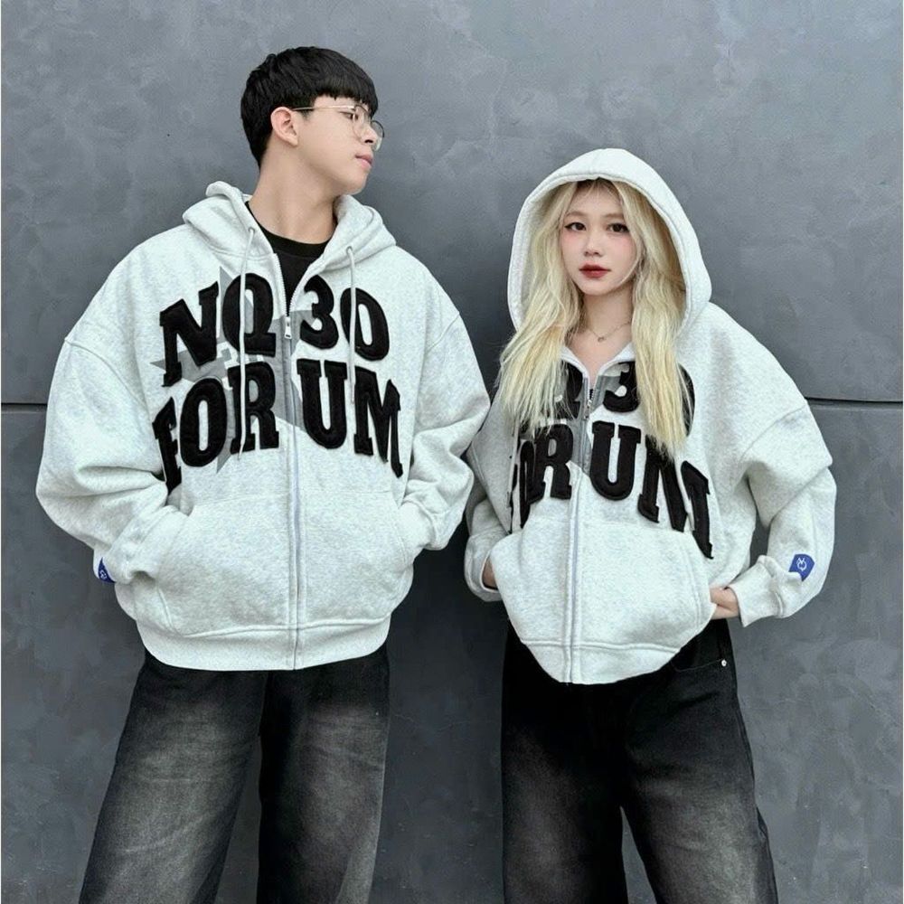 Áo Khoác Nỉ Hoodie Zip Form Boxy NQ30 FORUM Thêu Đắp Vải Form Rộng Nam Nữ Unisex_Áo Hoodie Mũ To Siêu Dày ấm 2025