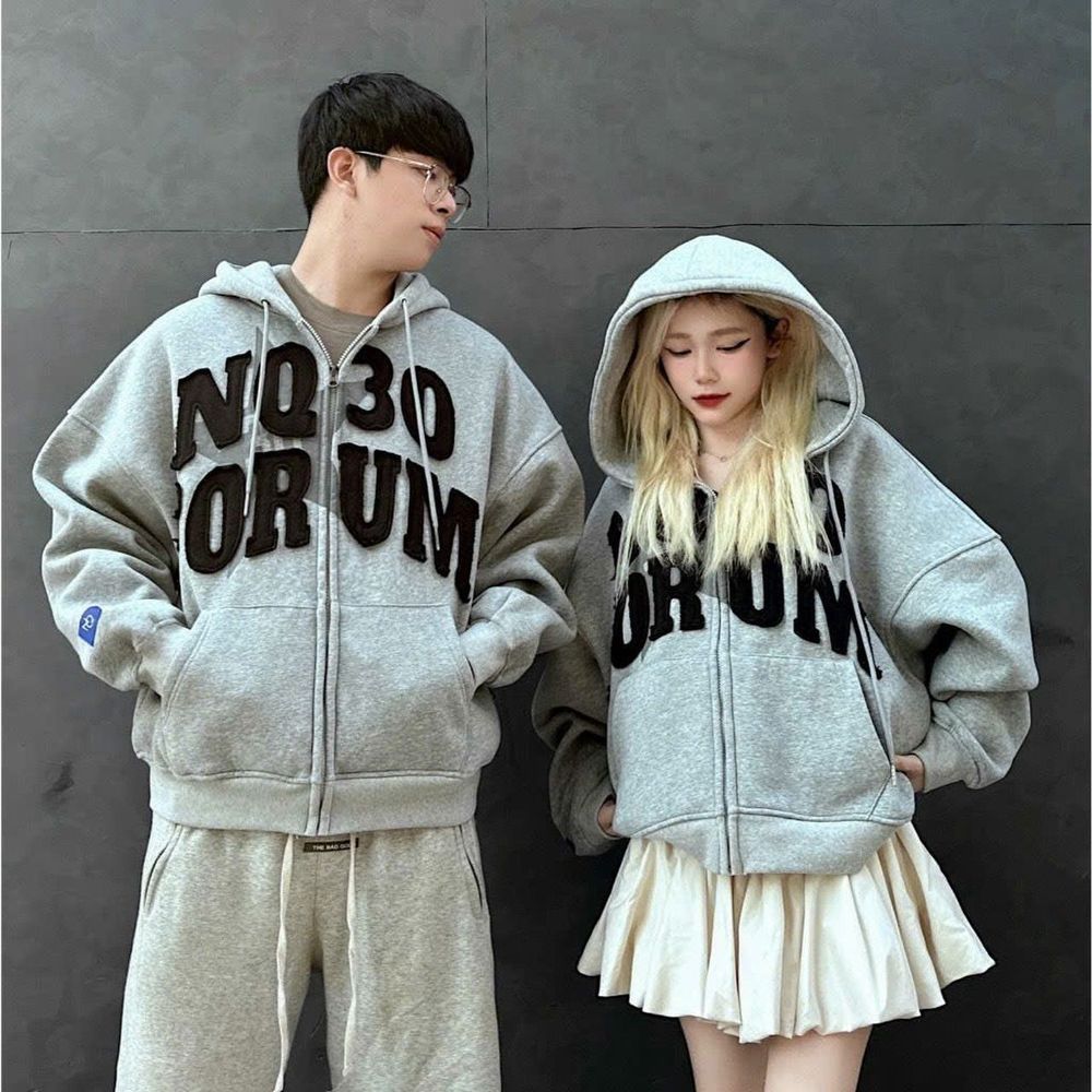 Áo Khoác Nỉ Hoodie Zip Form Boxy NQ30 FORUM Thêu Đắp Vải Form Rộng Nam Nữ Unisex_Áo Hoodie Mũ To Siêu Dày ấm 2025