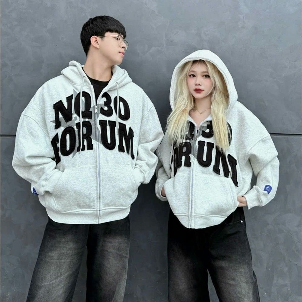 Áo Khoác Nỉ Hoodie Zip Form Boxy NQ30 FORUM Thêu Đắp Vải Form Rộng Nam Nữ Unisex_Áo Hoodie Mũ To Siêu Dày ấm 2025