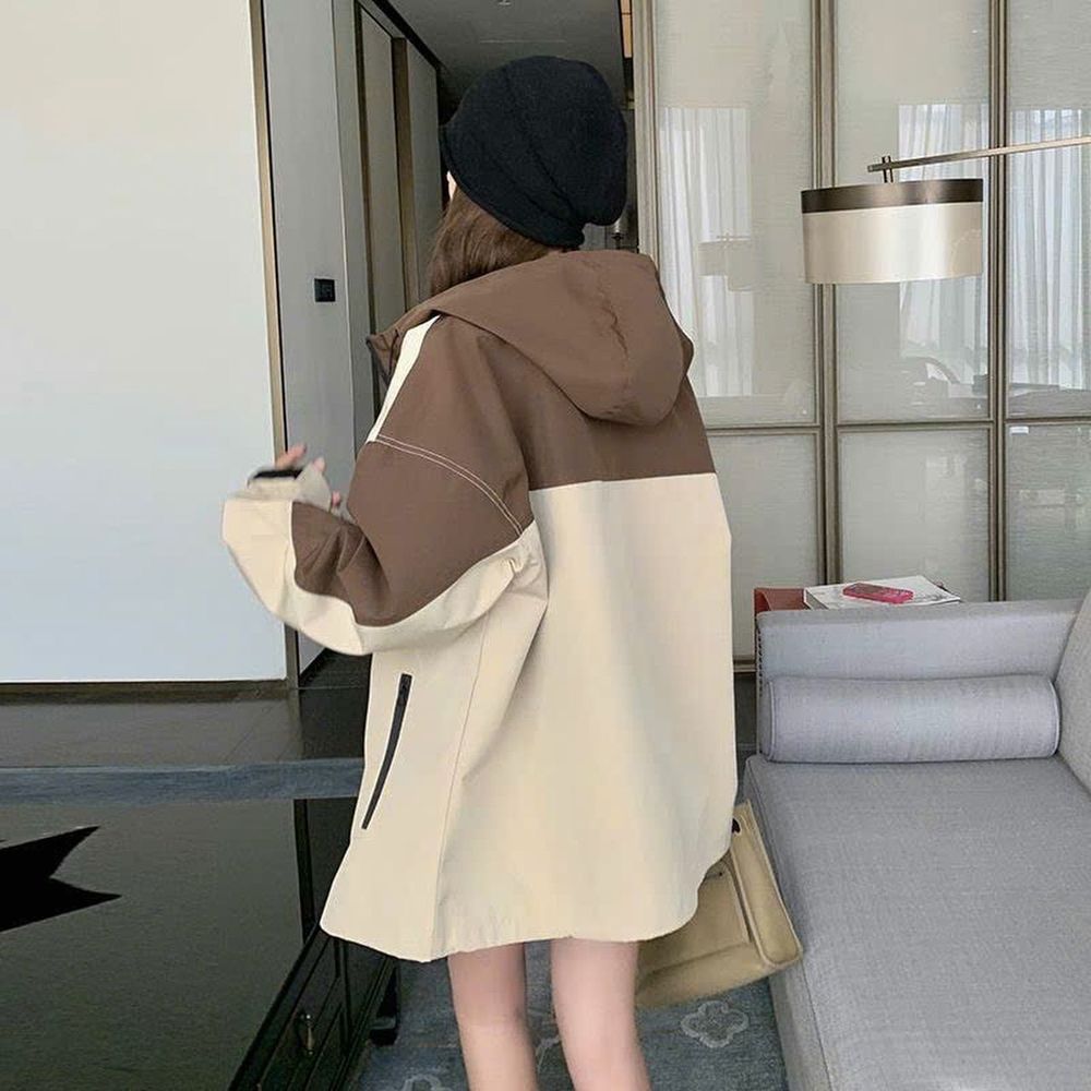Áo Khoác Gió 2 Lớp Chống Nước Phối Màu Và Họa Tiết Có Mũ Trùm Đầu 𝐂𝐨́ 𝐓𝐮́𝐢 𝐓𝐫𝐨𝐧𝐠 Thời Trang